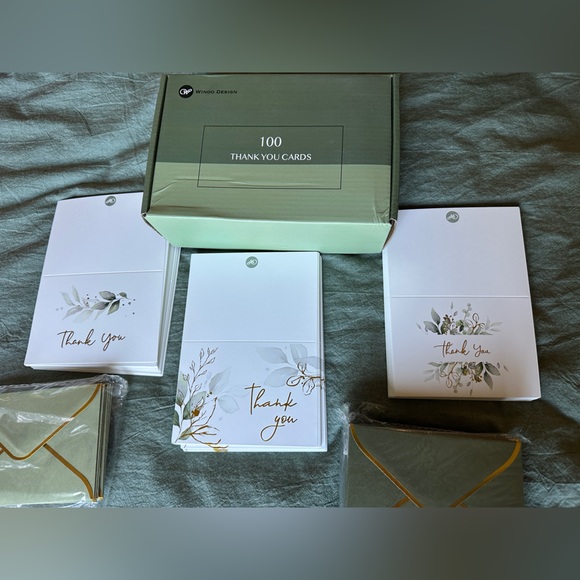 Green and White Thank You Cards Set - Picture 2 of 5